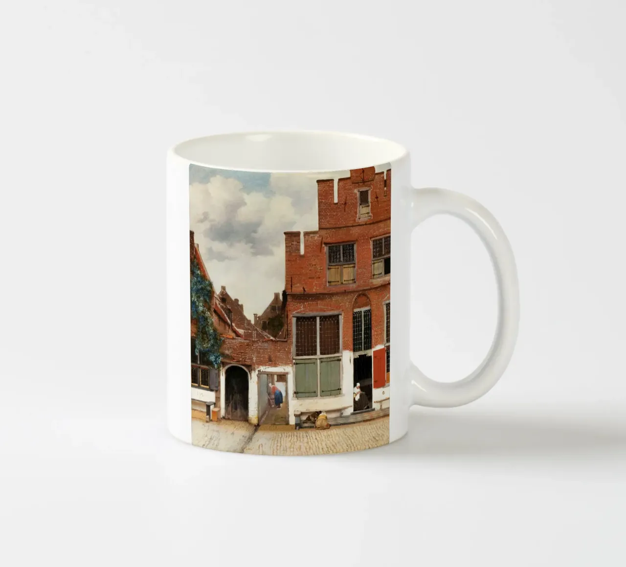 La stradina di Johannes Vermeer (1658 circa) tazza in ceramica da Venus Art