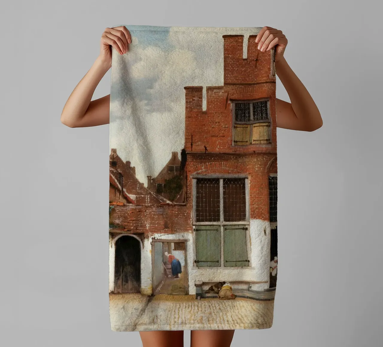 La stradina di Johannes Vermeer (1658 circa) asciugamano da bagno da Venus Art
