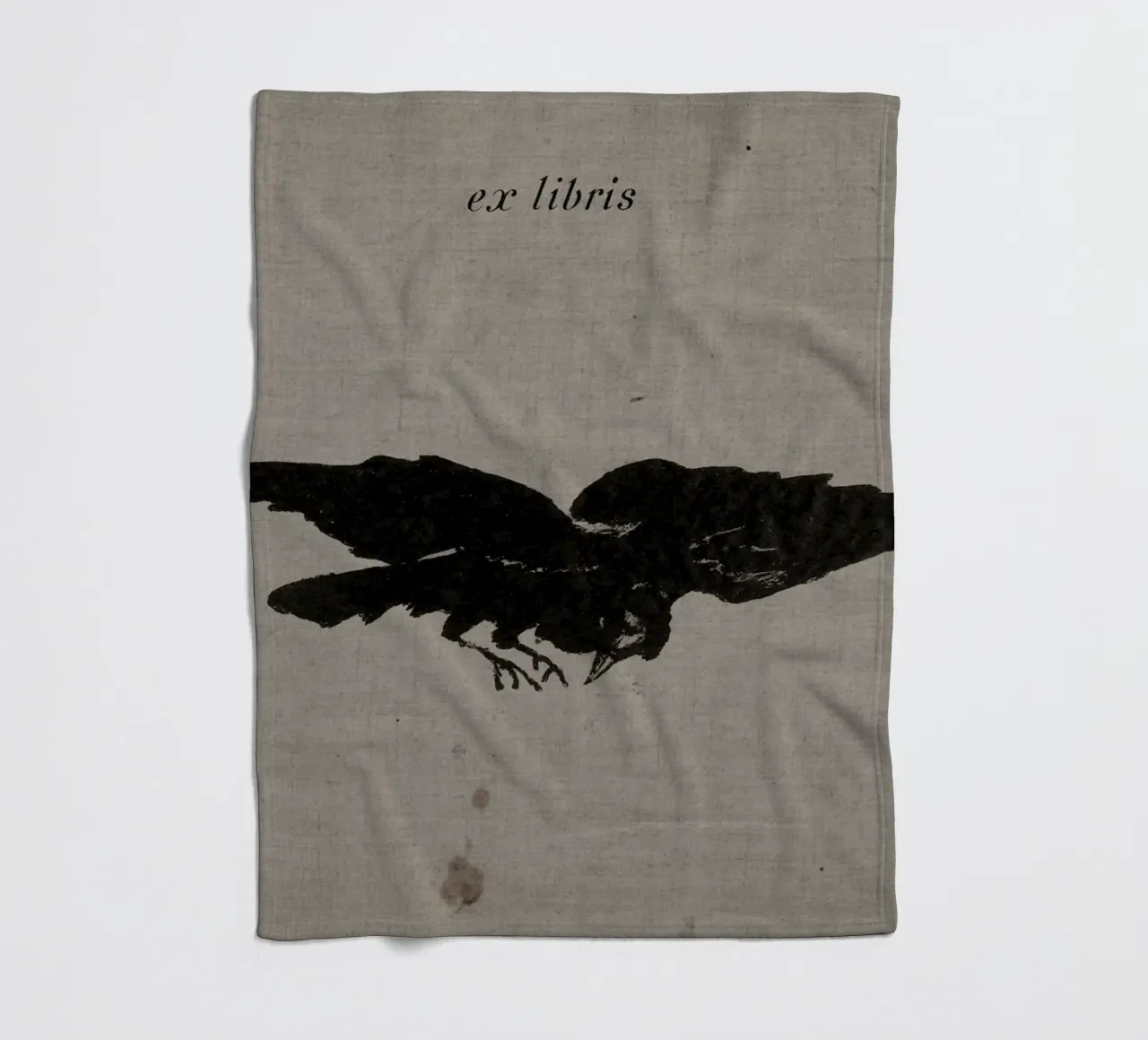 Silhouette di corvo "Ex Libris" - Targhetta per libri gotici d'epoca coperta in pile da ClubArt