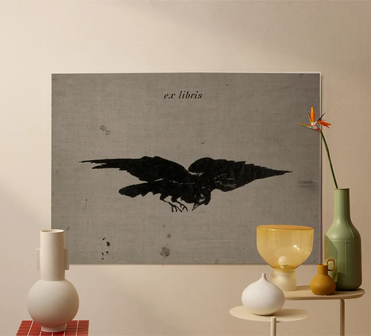 Silueta de cuervo "Ex Libris" - Rótulo gótico de época hahnemühle de ClubArt