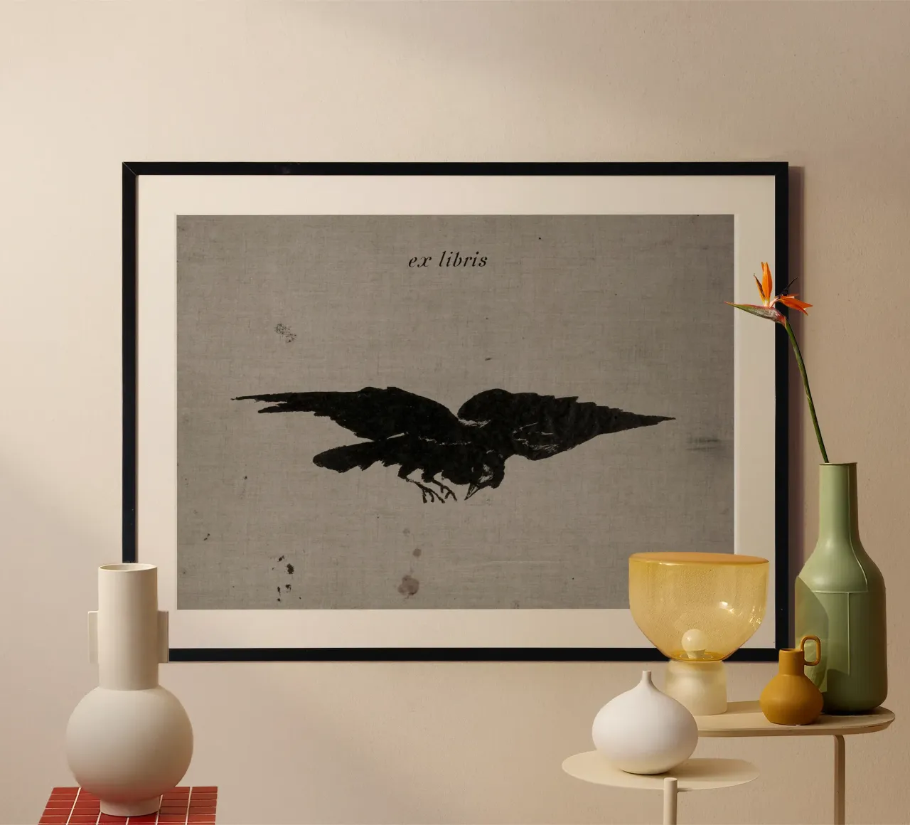 Silueta de cuervo "Ex Libris" - Rótulo gótico de época hahnemühle de ClubArt