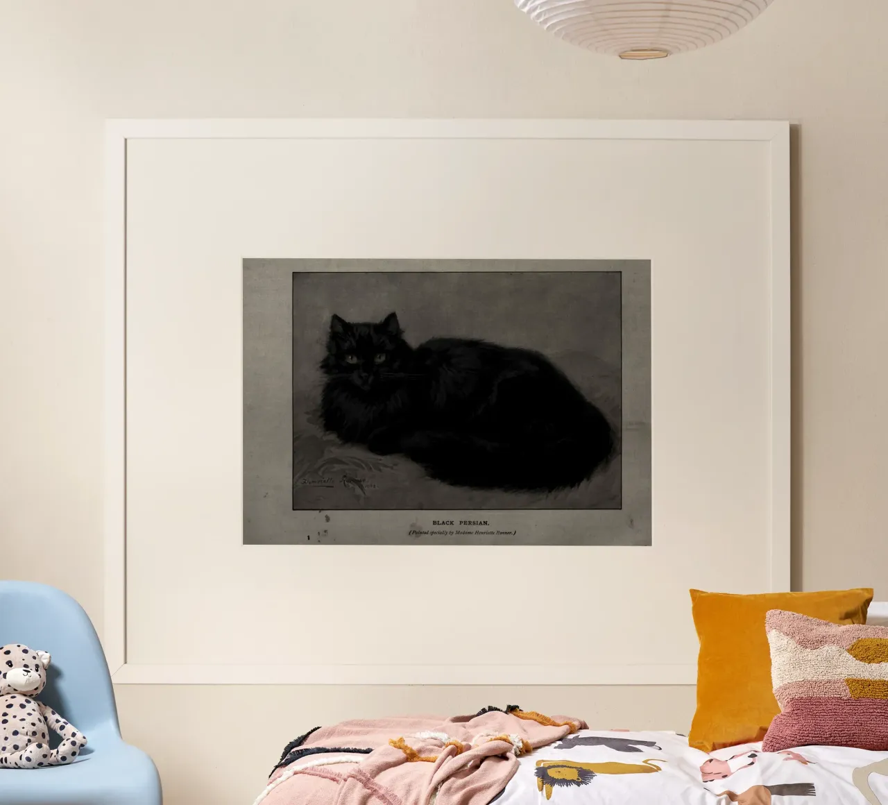 Henriëtte Ronner-Knip - Gatto persiano nero - Pet Art d'epoca poster con telaio in legno da ClubArt