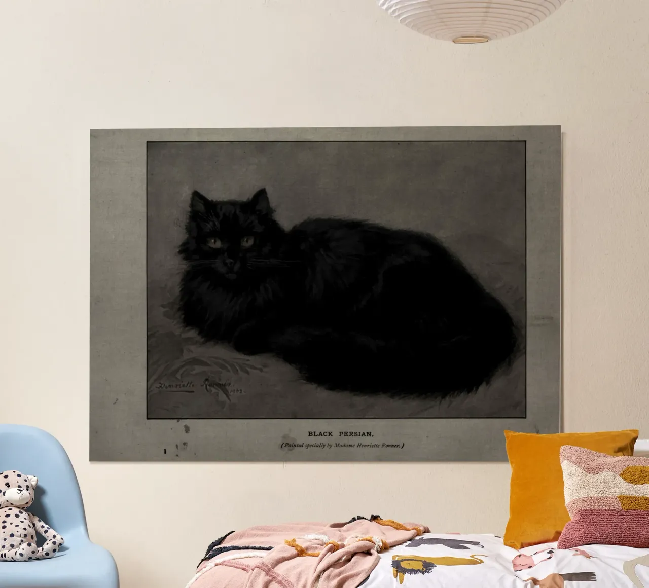 Henriëtte Ronner-Knip - Gatto persiano nero - Pet Art d'epoca poster con telaio in legno da ClubArt