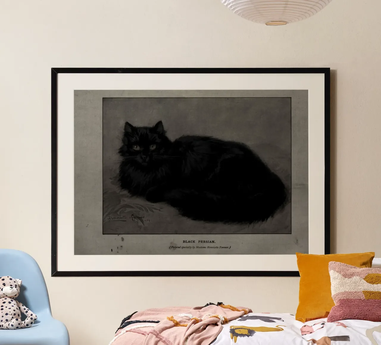 Henriëtte Ronner-Knip - Gatto persiano nero - Pet Art d'epoca poster con telaio in legno da ClubArt