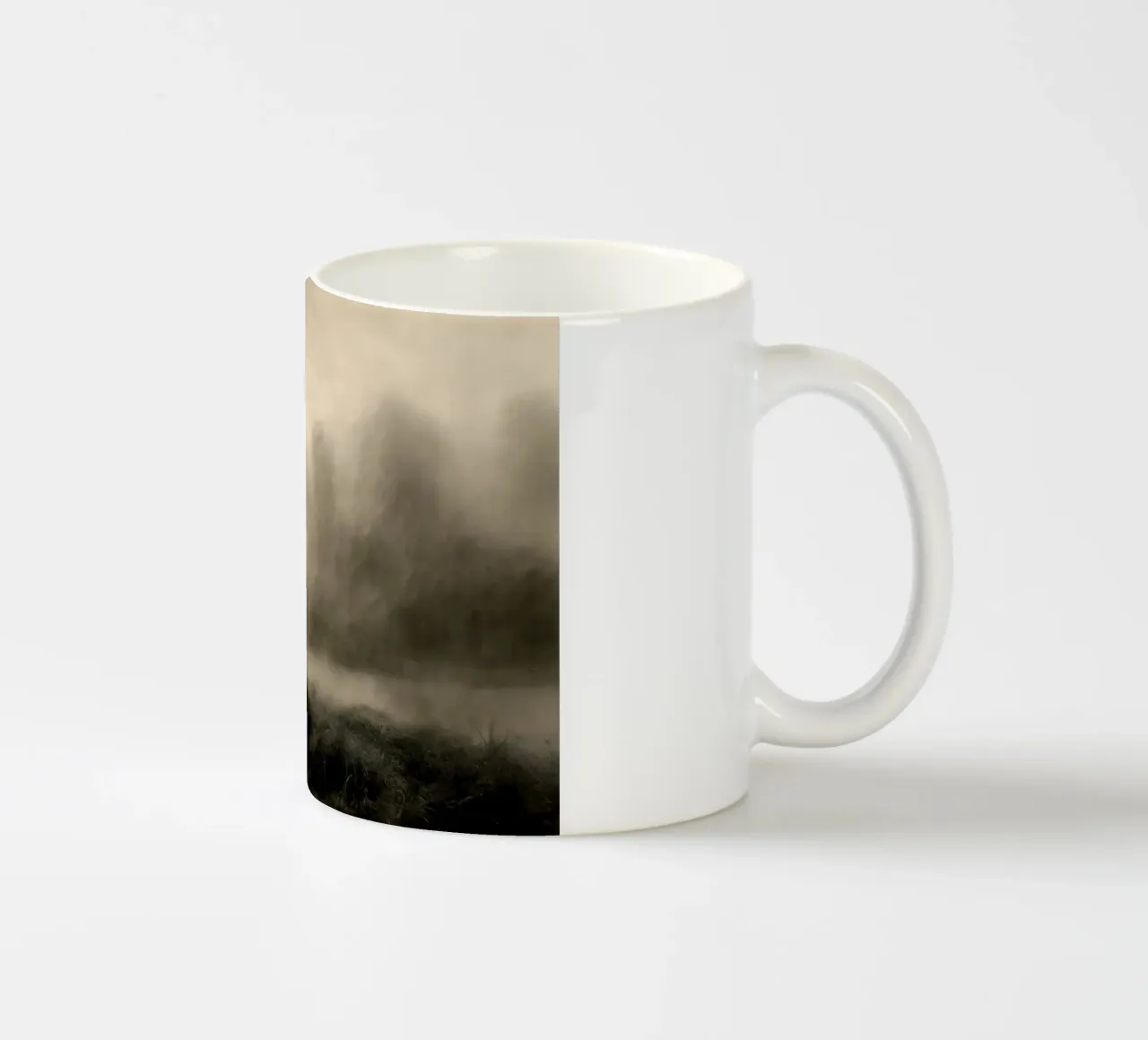 Eerie Misty Landscape - Dark Academia Atmospheric Art ceramic mug by ClubArt