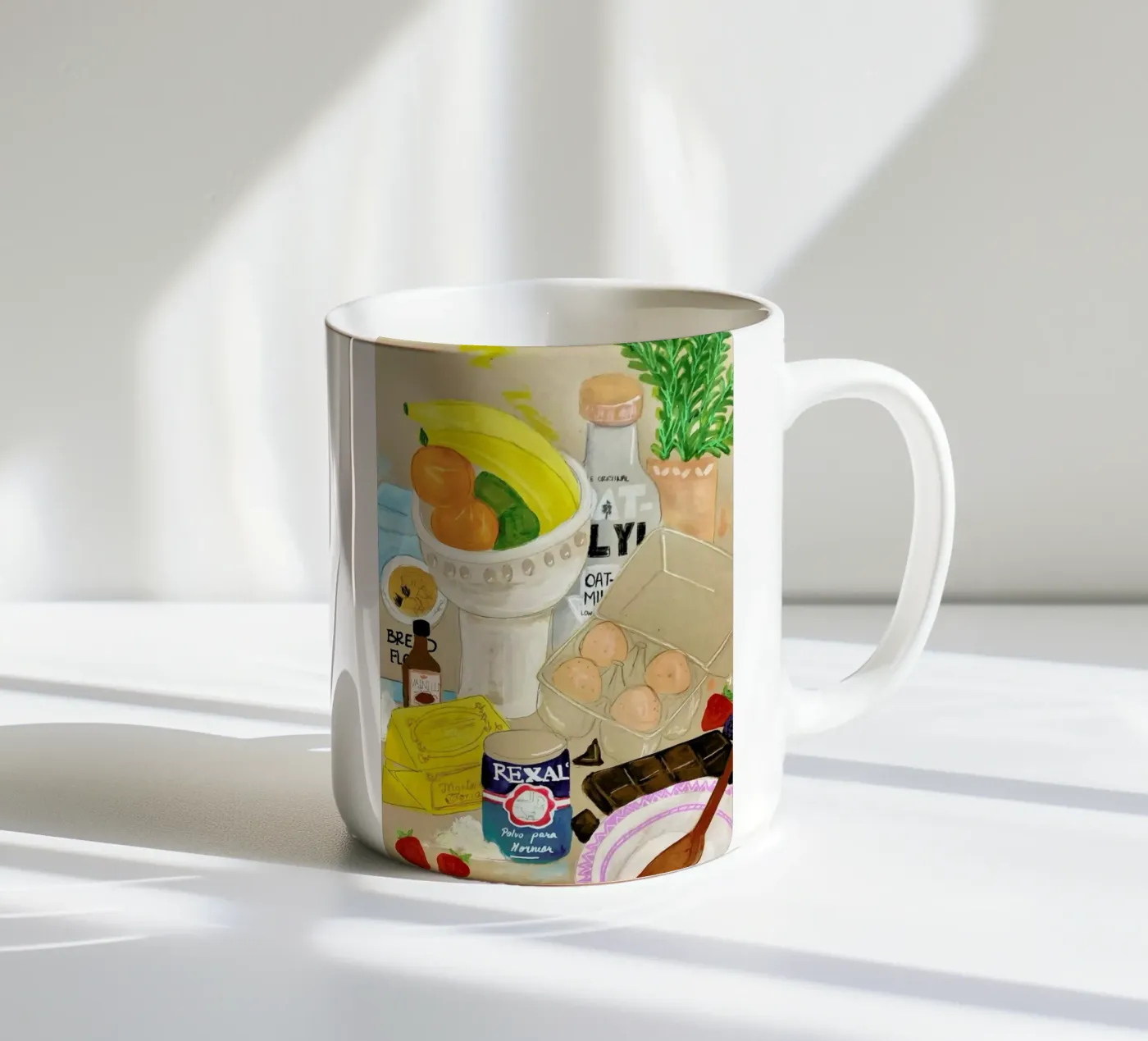 Cluttered Baking ceramic mug by Paloma Kua