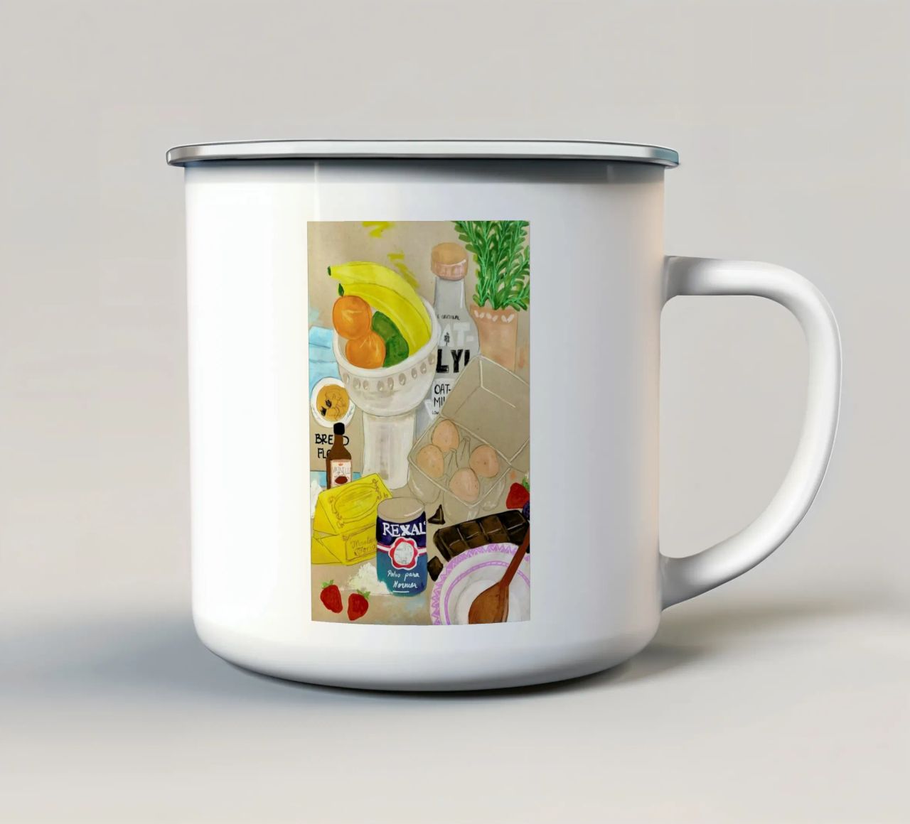 Cluttered Baking tazza in smalto da Paloma Kua