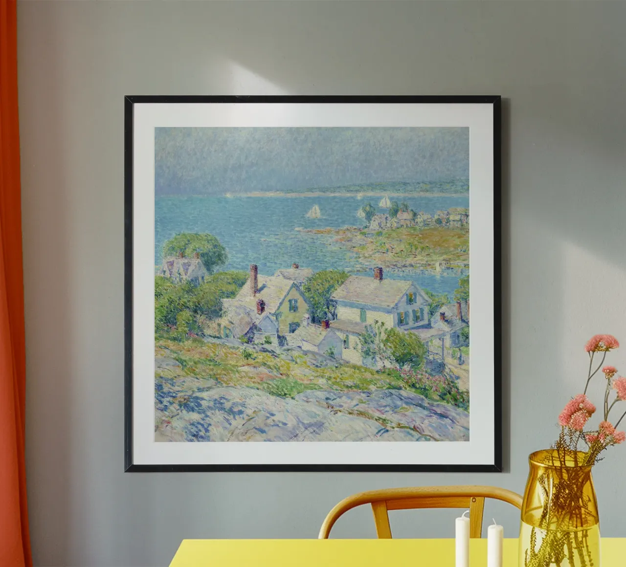 I promontori del New England (1899) di Childe Hassam poster con telaio in plastica da Venus Art