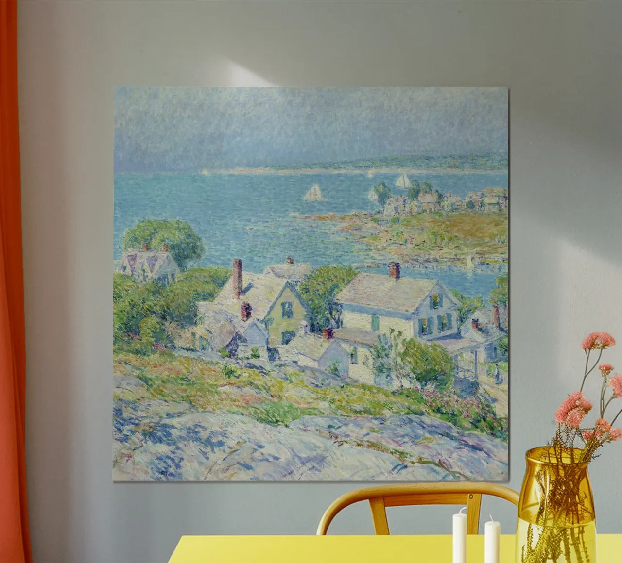I promontori del New England (1899) di Childe Hassam poster con telaio in plastica da Venus Art