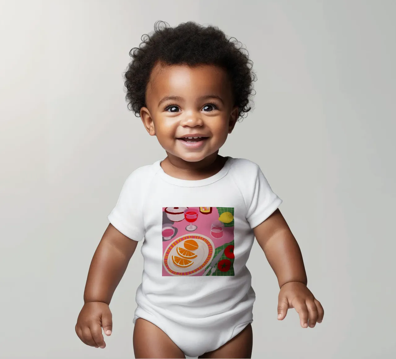 Rosa Zitrus Soiree Kurzarm Babybody von Moonlite Desire