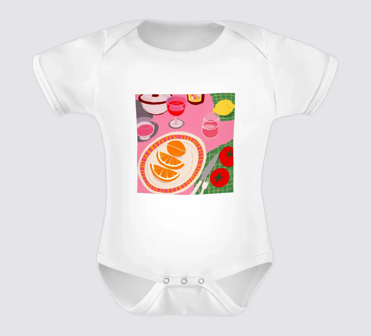 Rosa Zitrus Soiree Kurzarm Babybody von Moonlite Desire
