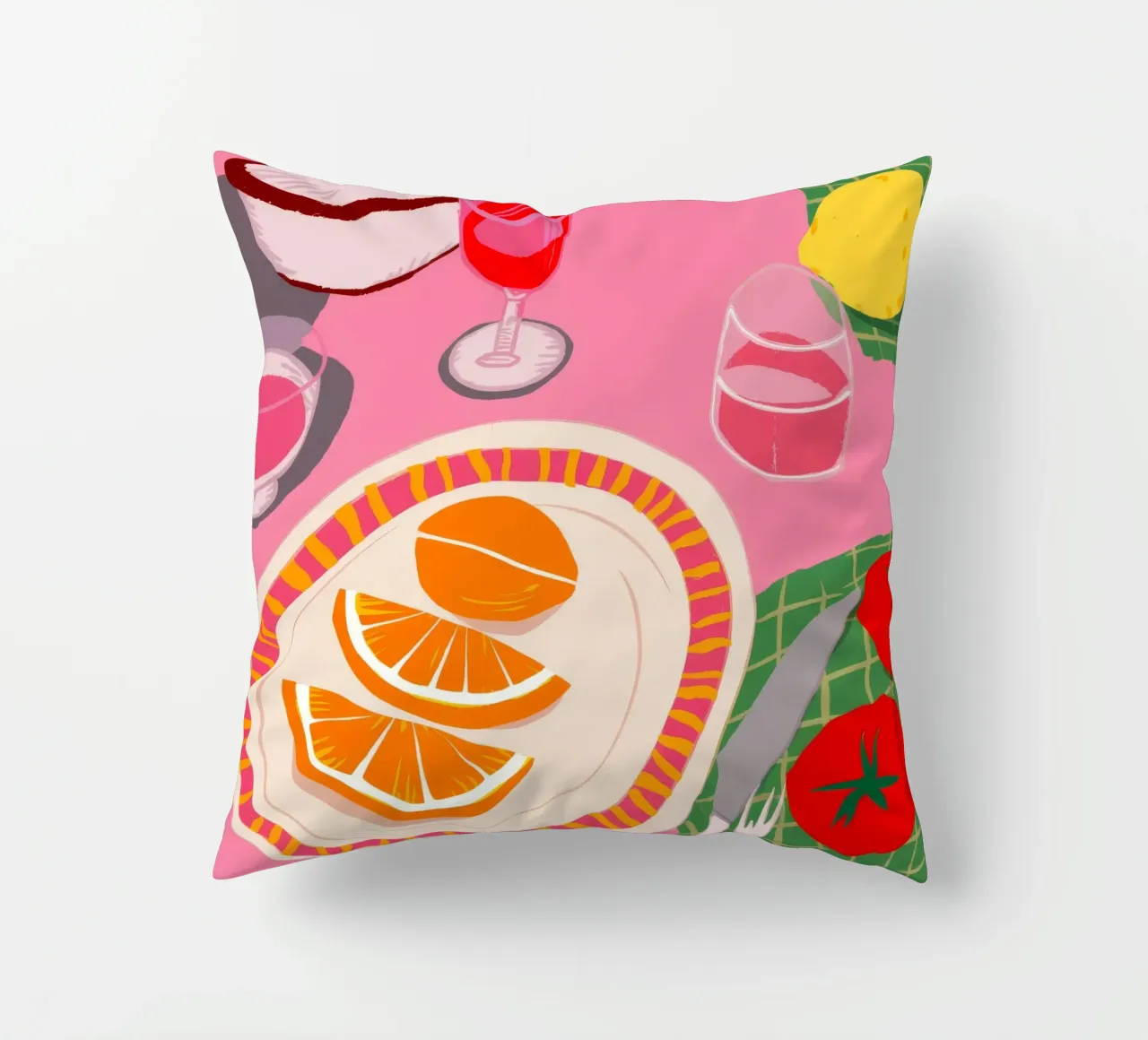 Pink Citrus Soiree decorative cushion by Moonlite Desire
