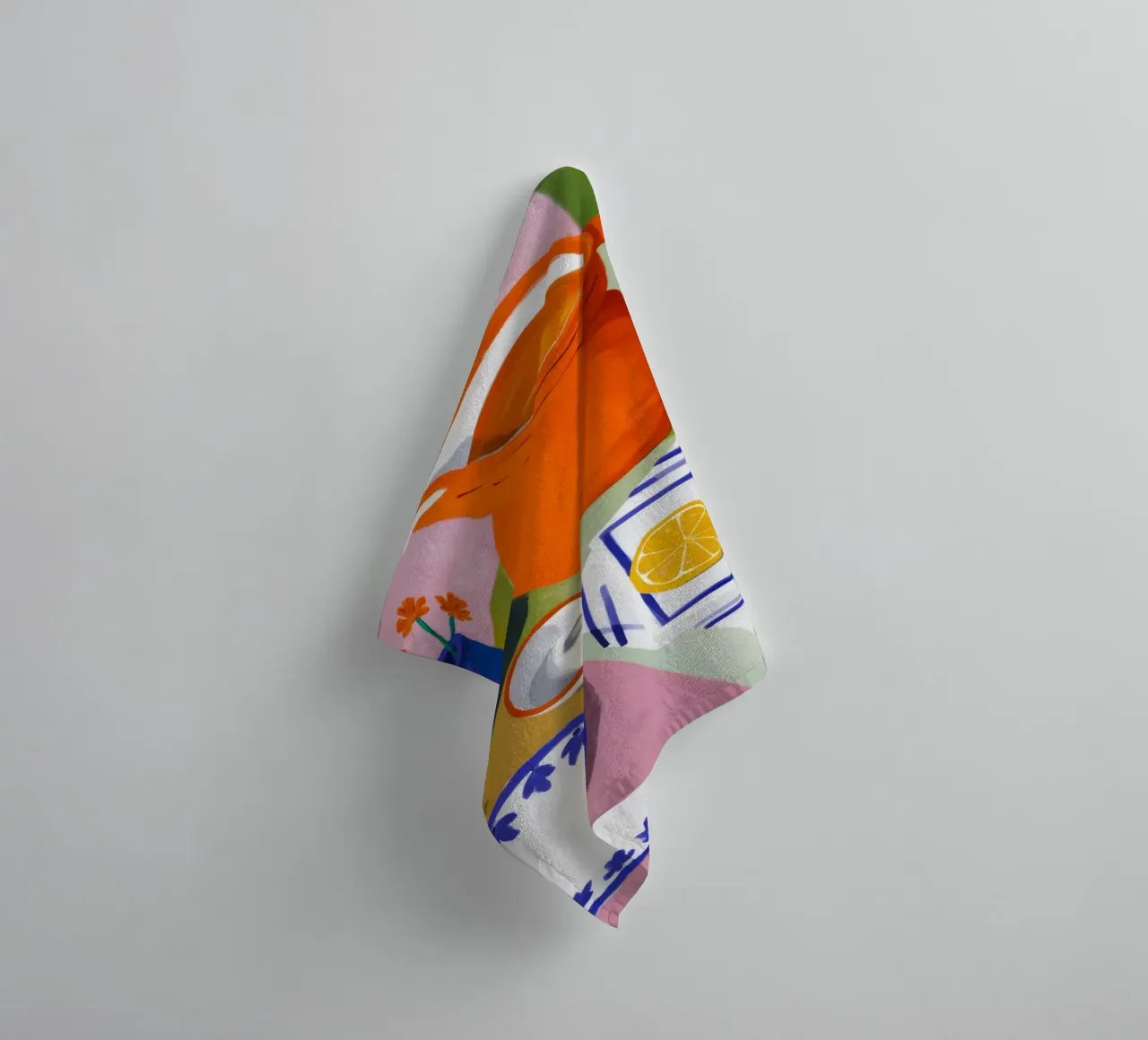 Orange Teapot Tale towel by Moonlite Desire
