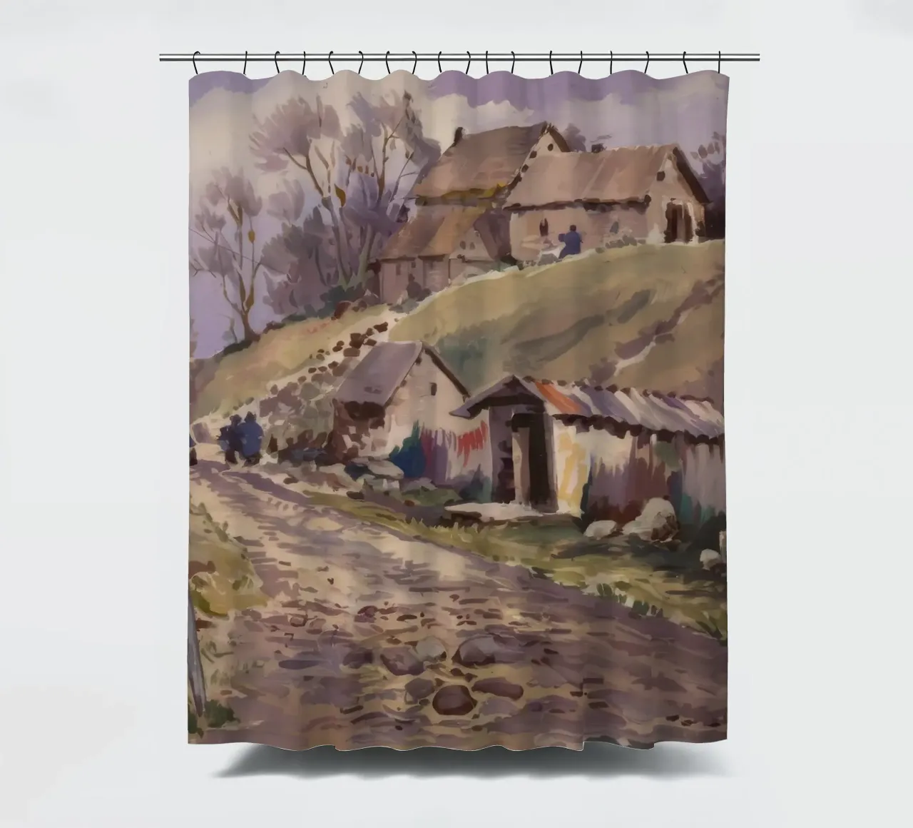 Rustic Village Path shower curtain by Lush Essence