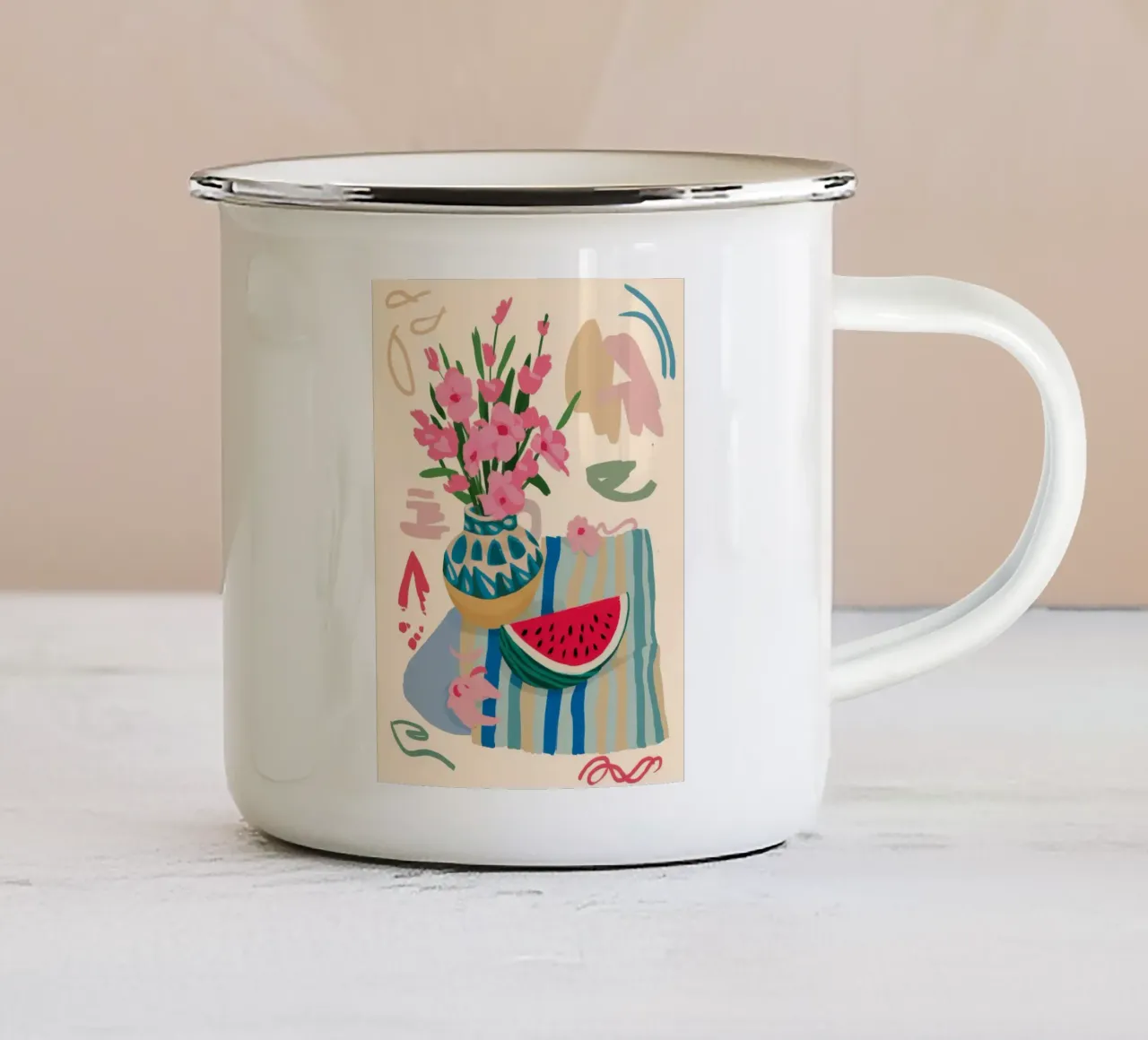 Fiesta floreale all'anguria tazza in smalto da Moonlite Desire