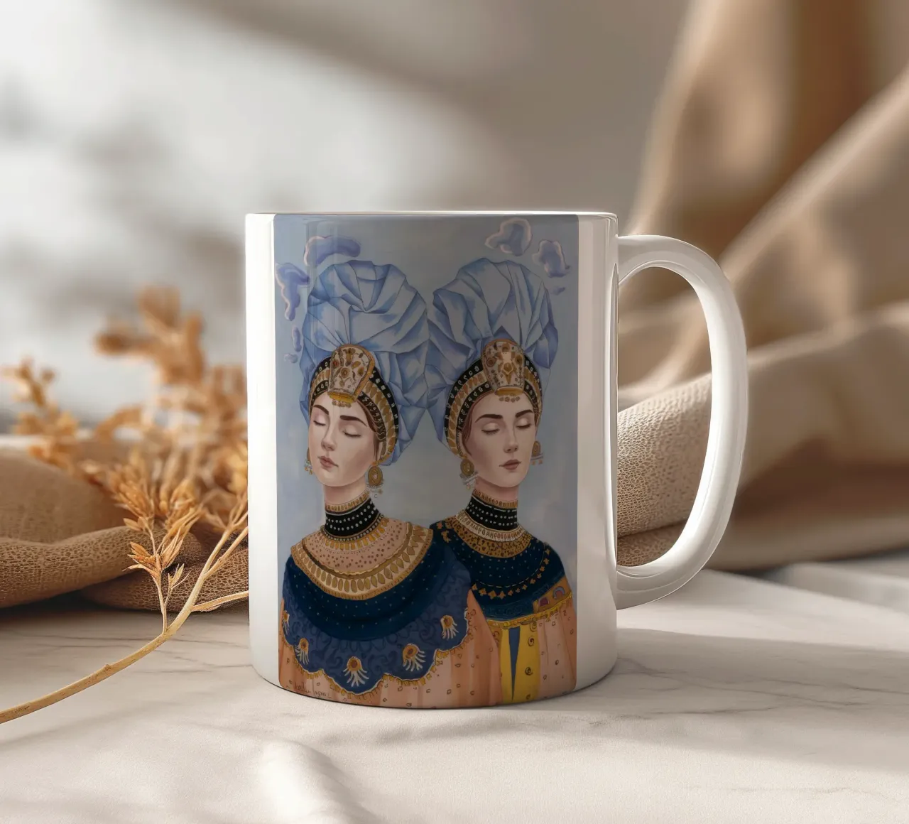 Serenità gemella dorata tazza in ceramica da Vivid Reverie