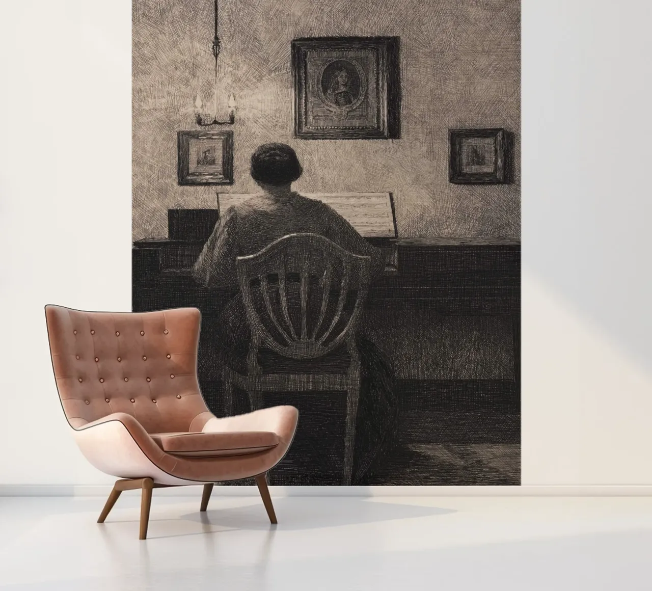 Vilhelm Hammershøi - Interior with Woman at Piano - Nordic A photo wallpaper by ClubArt