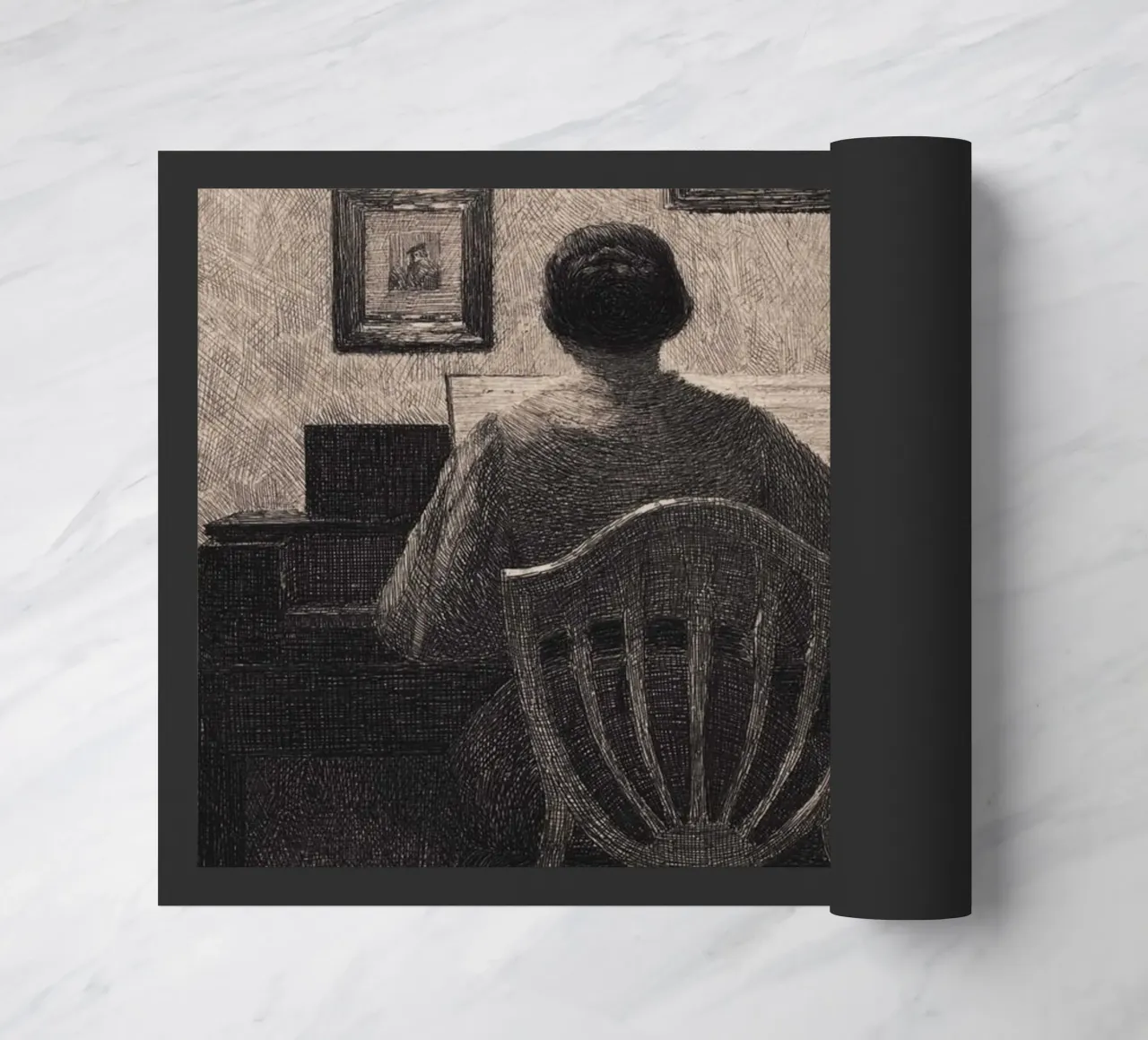 Vilhelm Hammershøi - Interno con donna al pianoforte - Nordic A zerbino da ClubArt