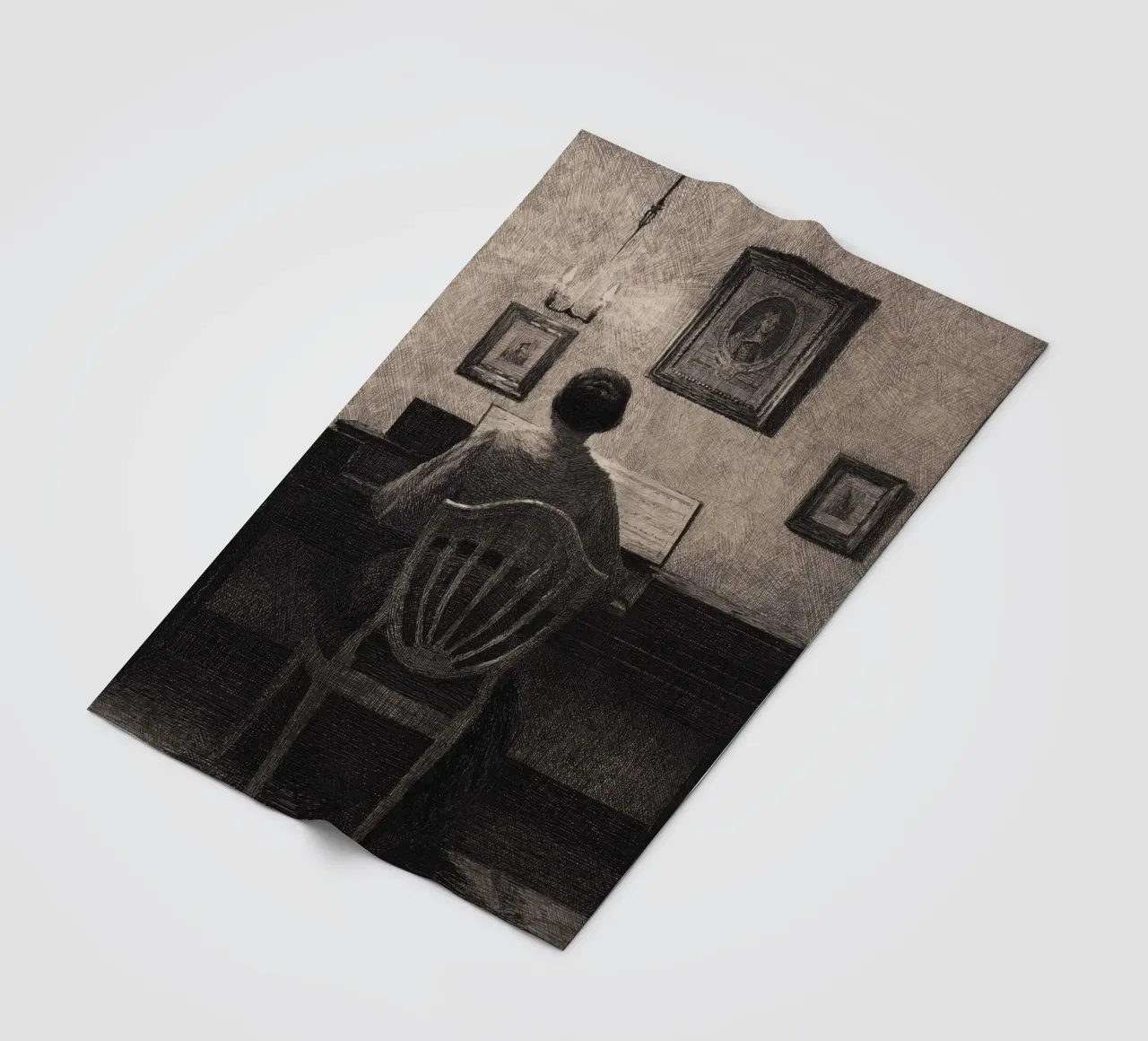 Vilhelm Hammershøi - Interno con donna al pianoforte - Nordic A coperta in pile da ClubArt