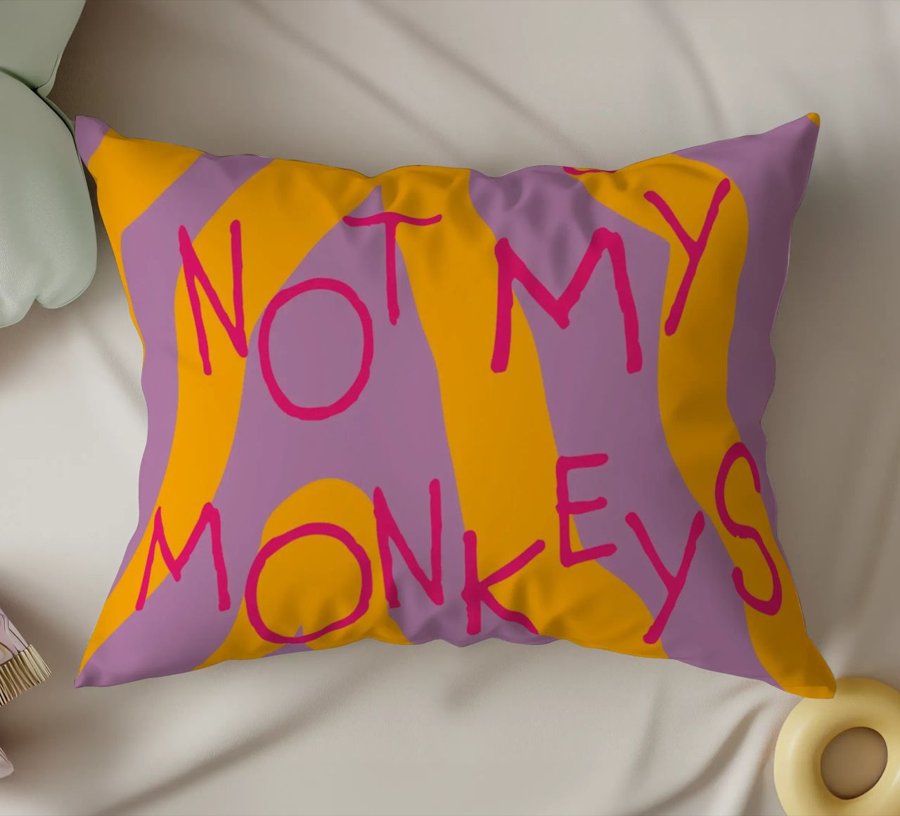 not my circus not my monkeys. cuscino da FRICKE DESIGN