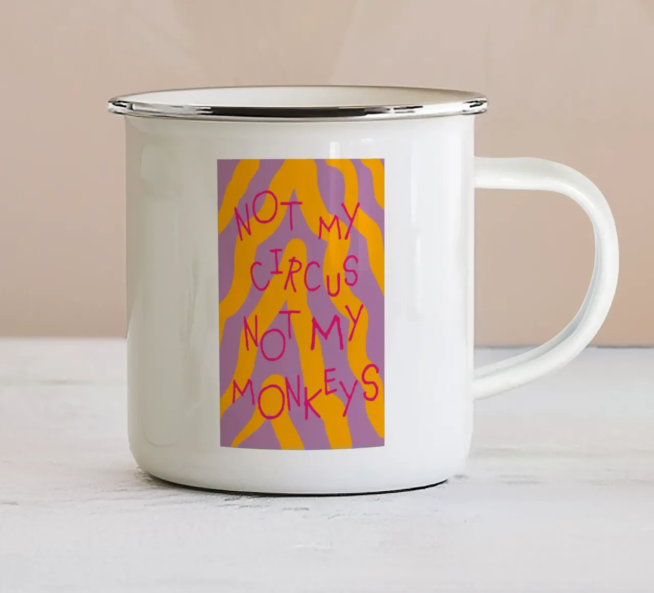 not my circus not my monkeys. tazza in smalto da FRICKE DESIGN