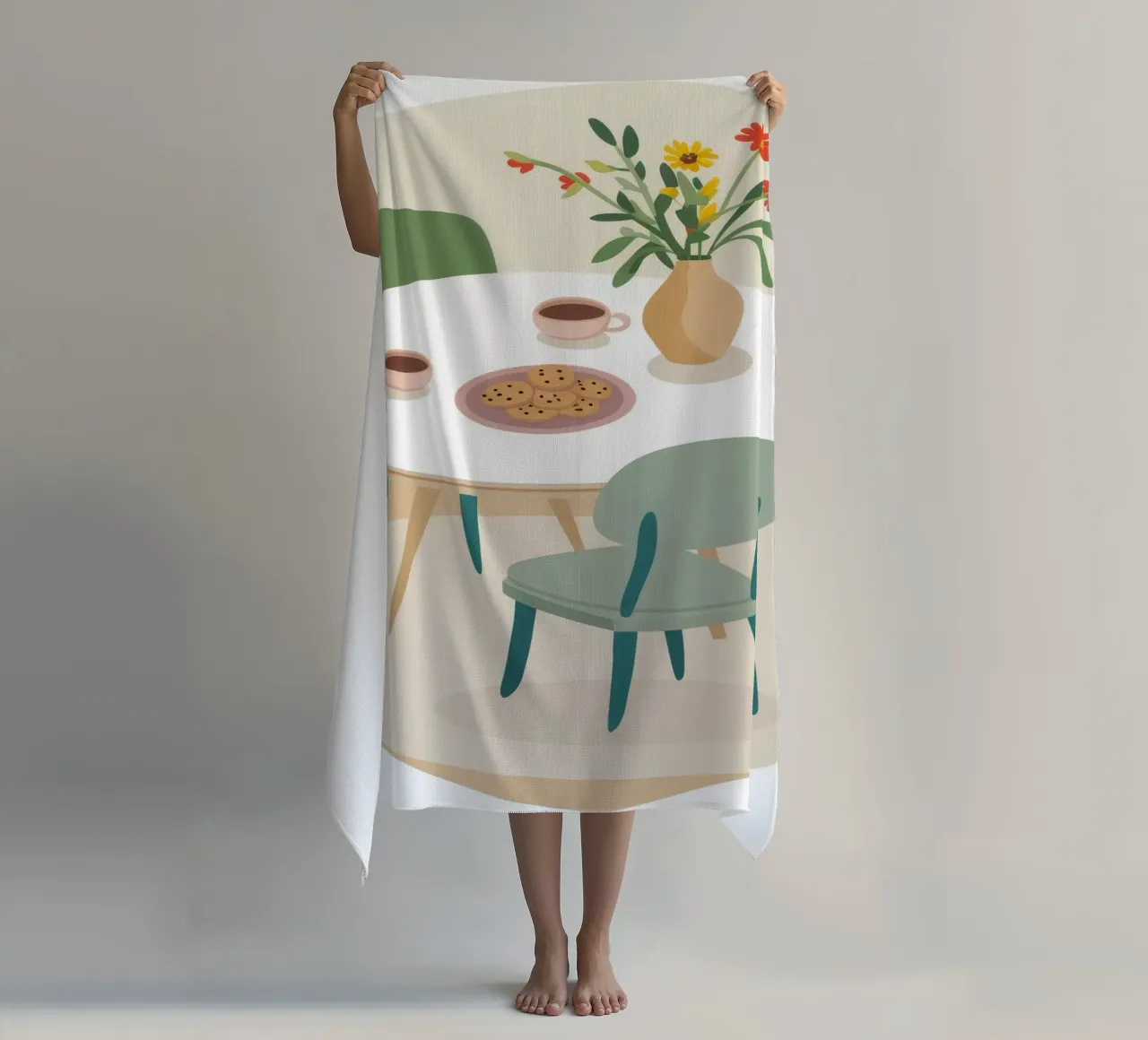 Windowside Coffee Calm beach towel by Moonlite Desire