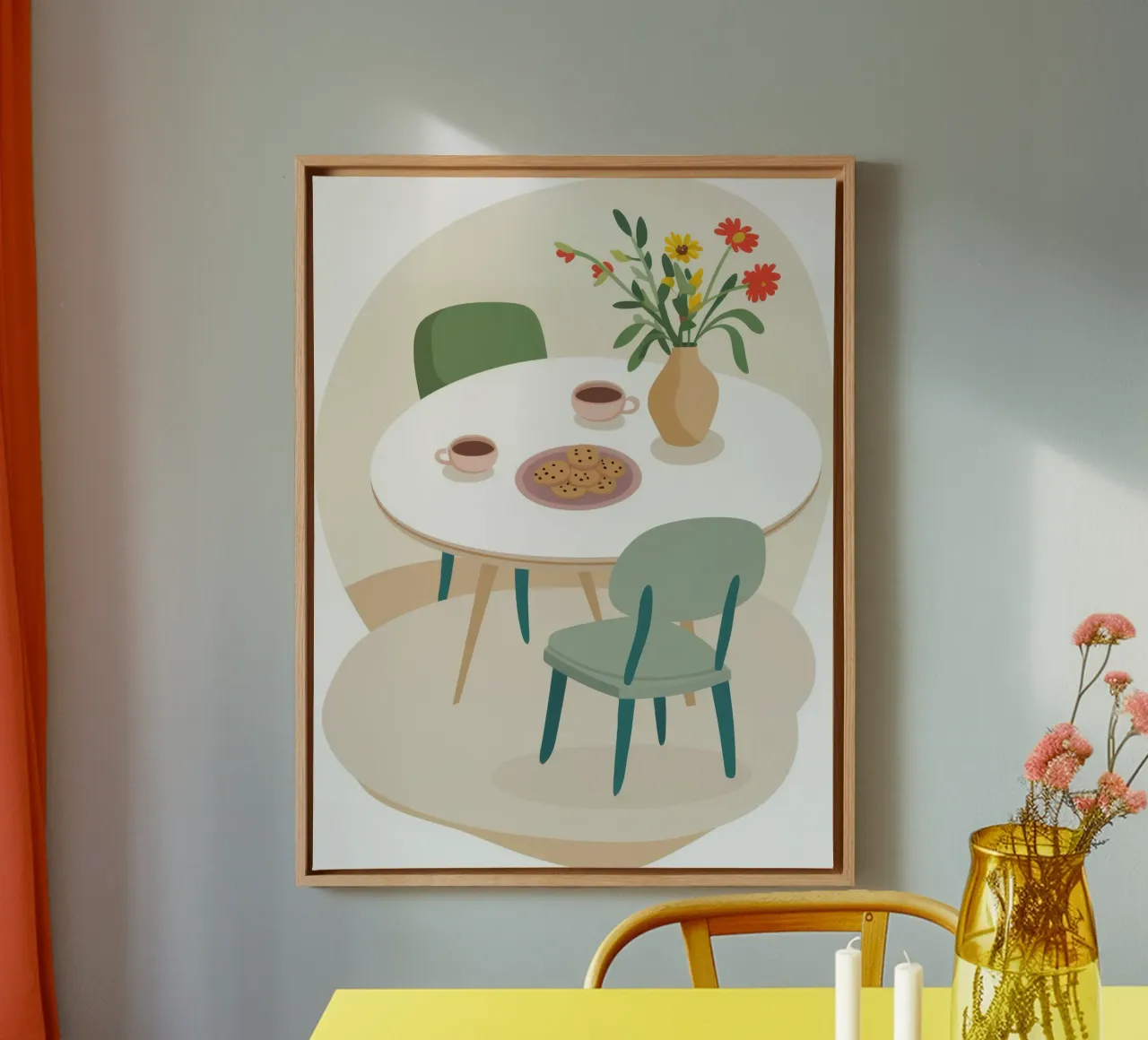 Caffè alla finestra Calma tela con Cornice a cassetta da Moonlite Desire