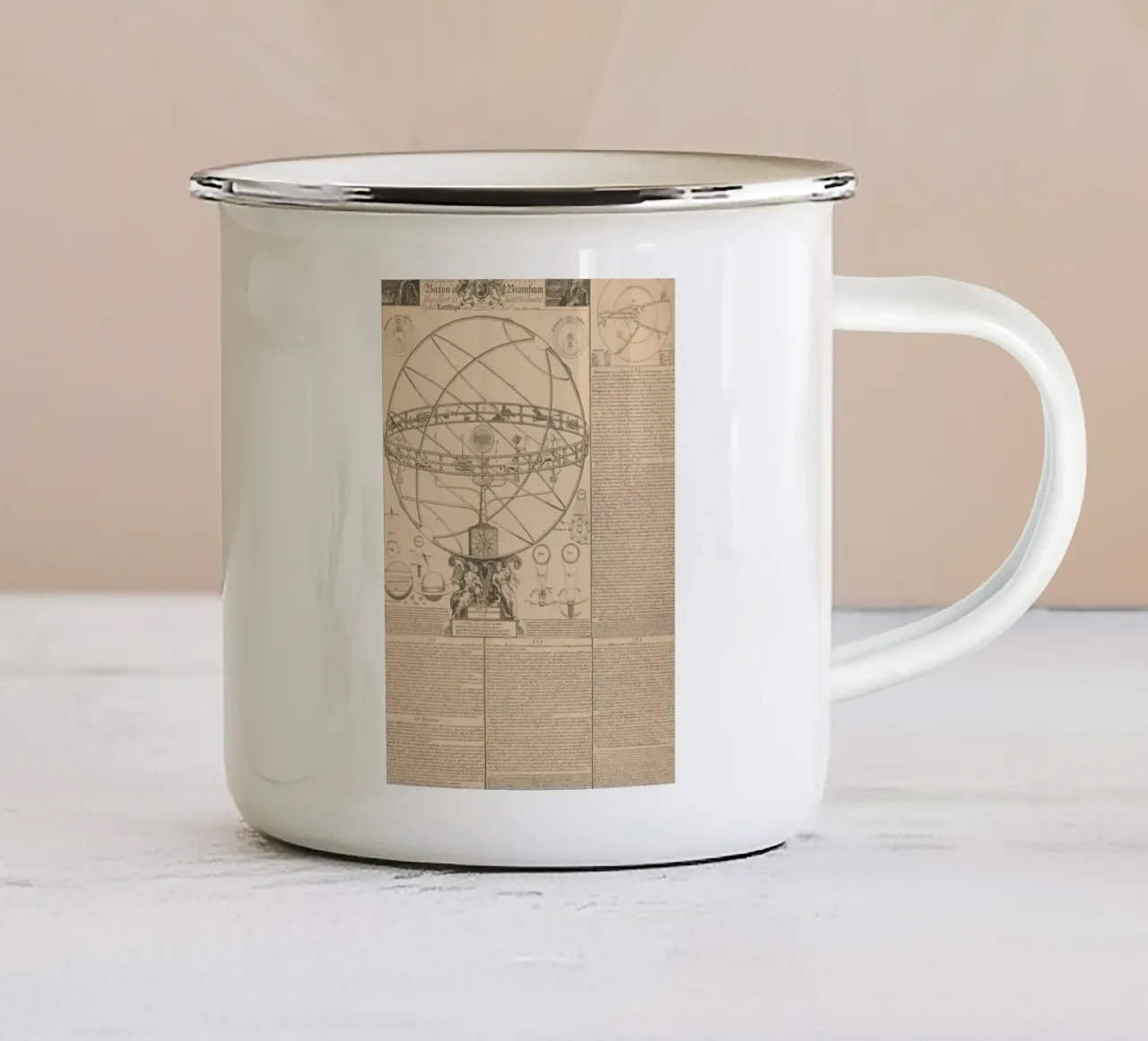 Vintage Orrery Celestial Map - Astronomy & Cosmology Art enamel mug by ClubArt