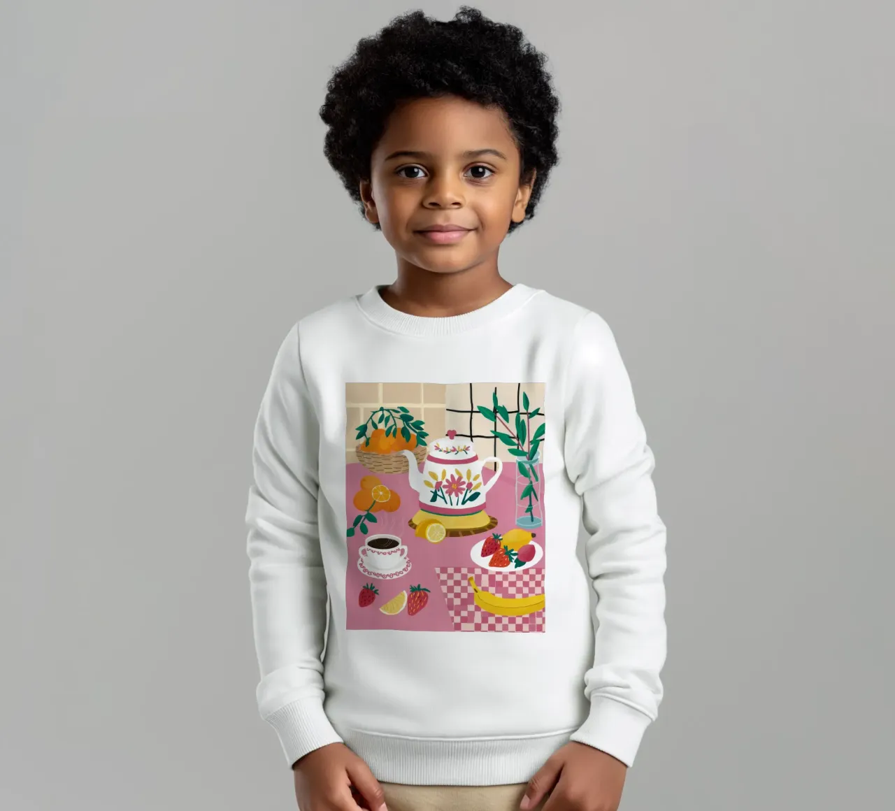 Colazione in cucina a scacchi felpa bambino da Moonlite Desire