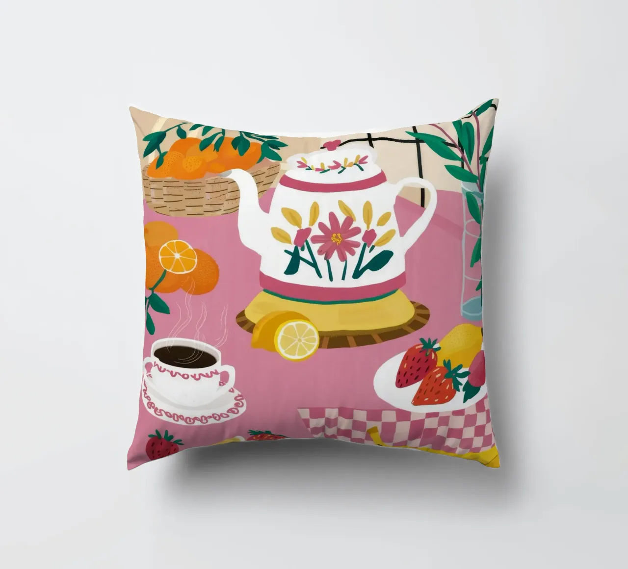 Colazione in cucina a scacchi cuscino da Moonlite Desire