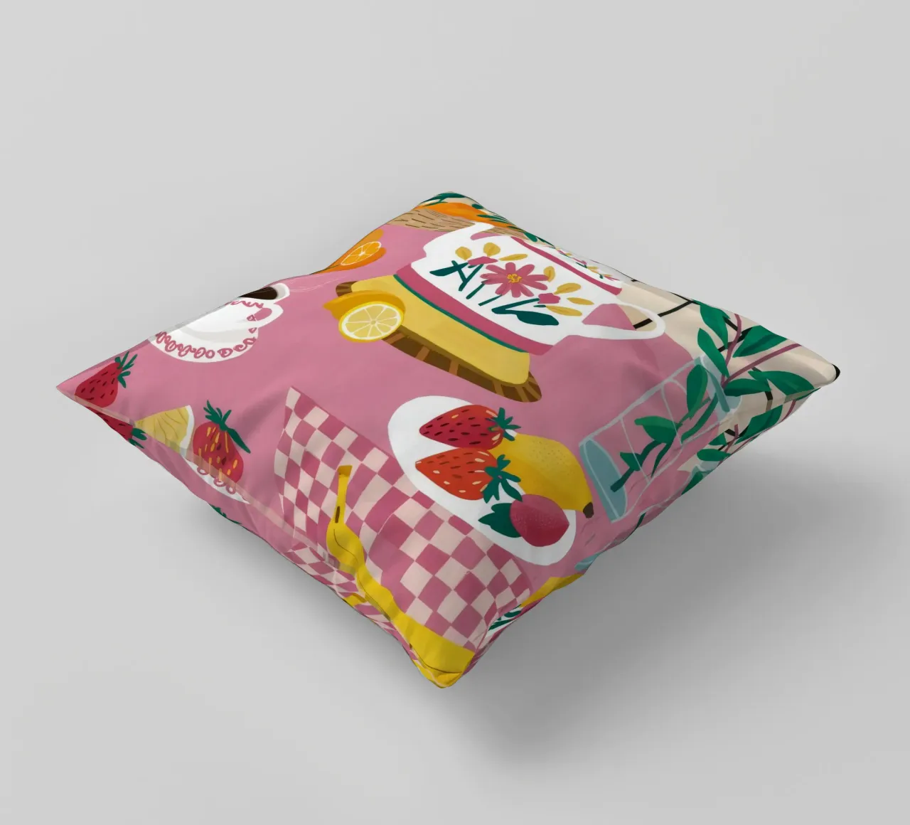 Colazione in cucina a scacchi cuscino da Moonlite Desire