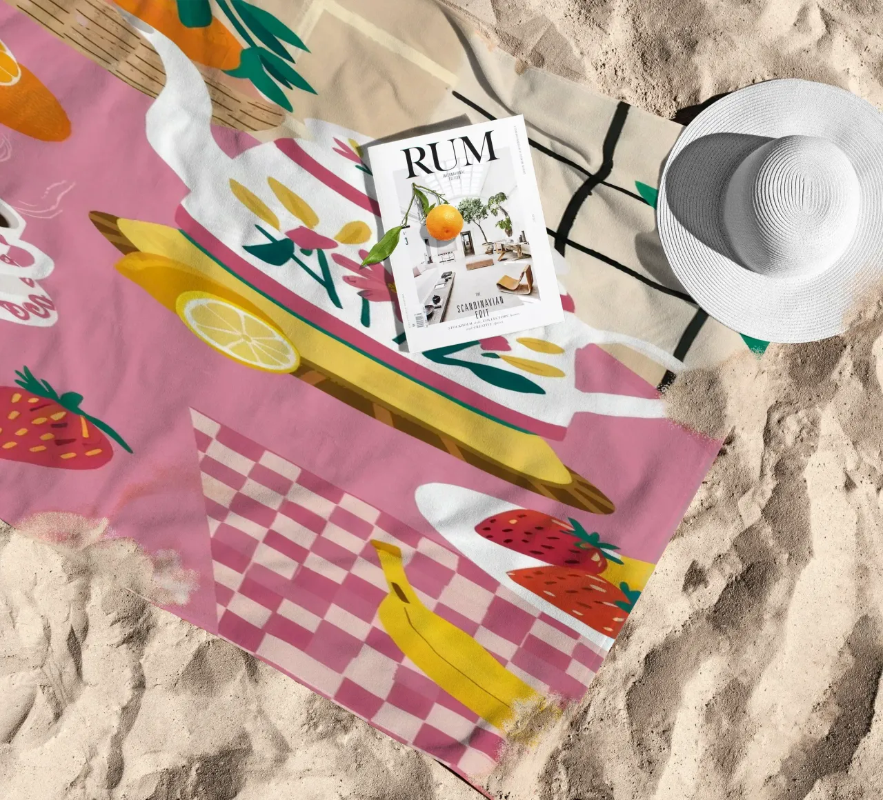 Colazione in cucina a scacchi telo mare da Moonlite Desire