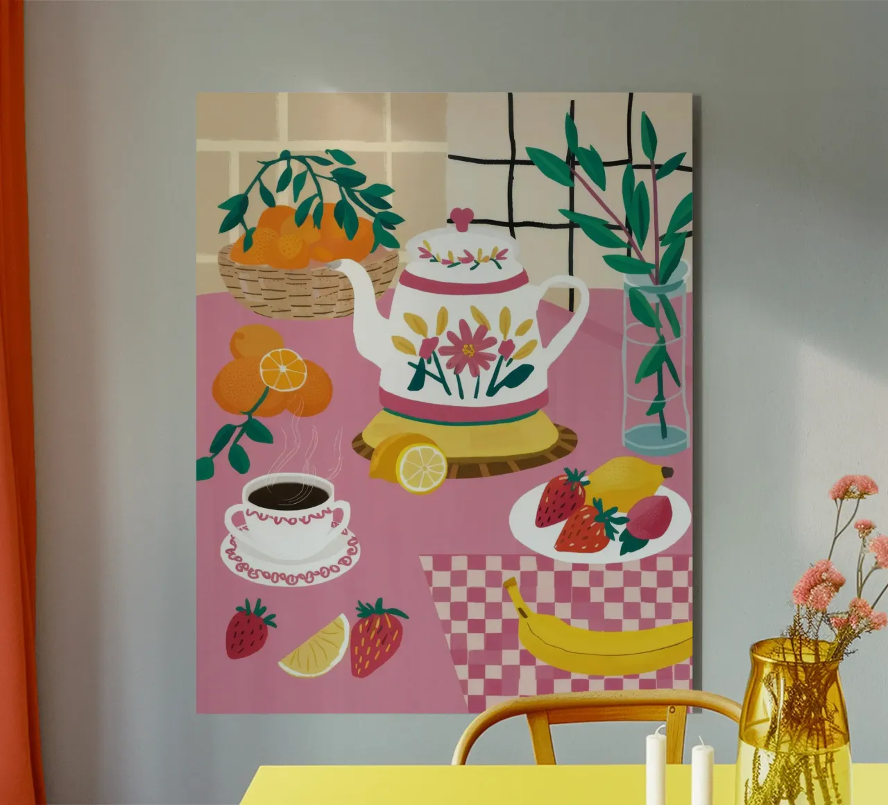 Colazione in cucina a scacchi alluminio dibond da Moonlite Desire