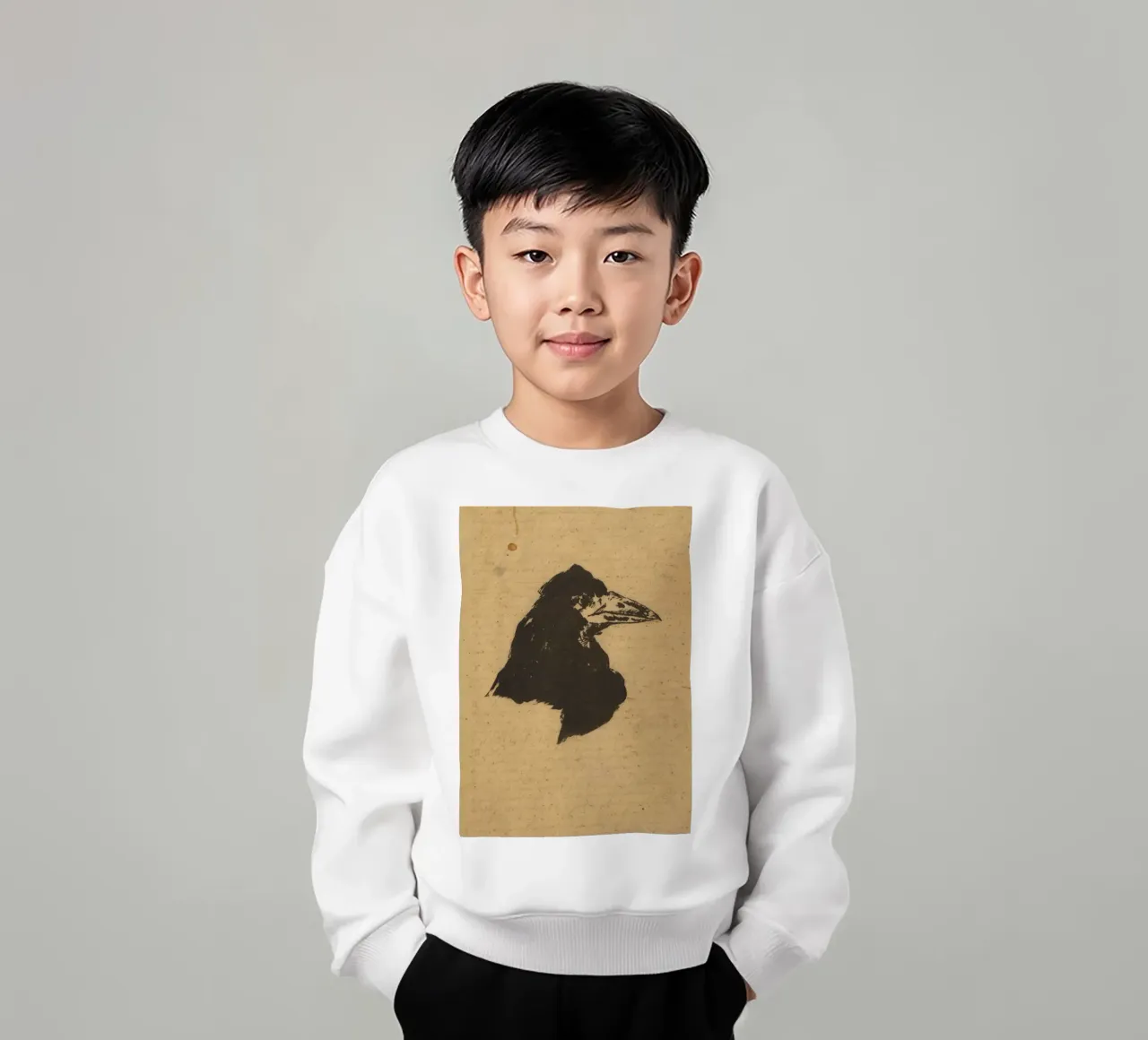 Silhouette vintage di testa di corvo - Dark Academia Bird Art felpa bambino da ClubArt