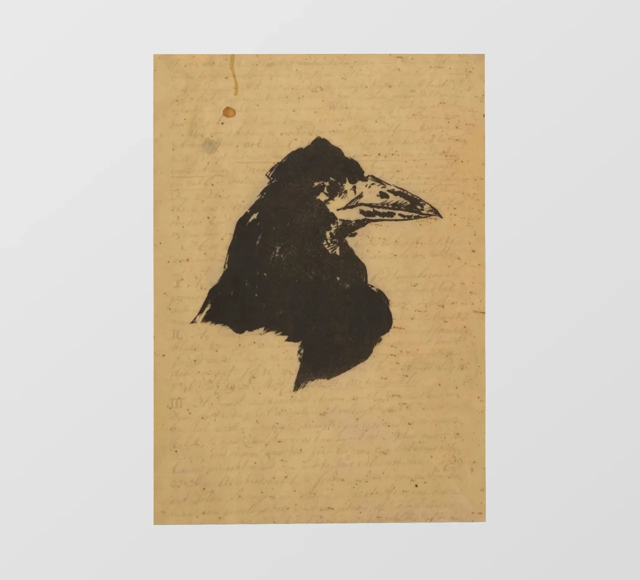 Silhouette vintage di testa di corvo - Dark Academia Bird Art pellicola backlit da ClubArt