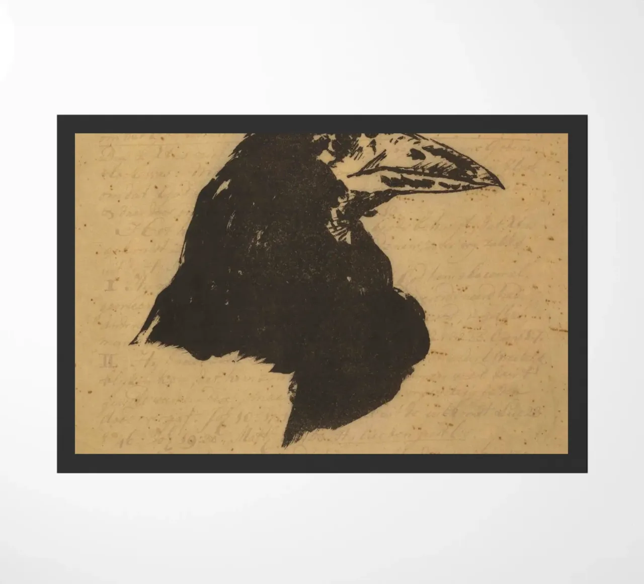 Silhouette vintage di testa di corvo - Dark Academia Bird Art zerbino da ClubArt