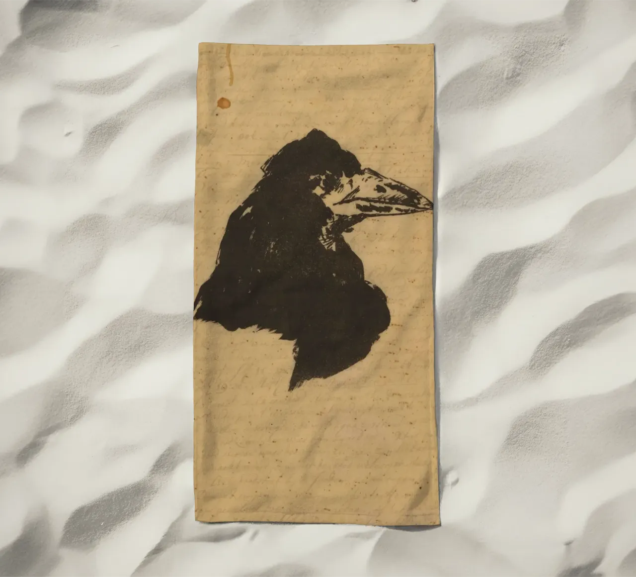 Silhouette vintage di testa di corvo - Dark Academia Bird Art telo mare da ClubArt