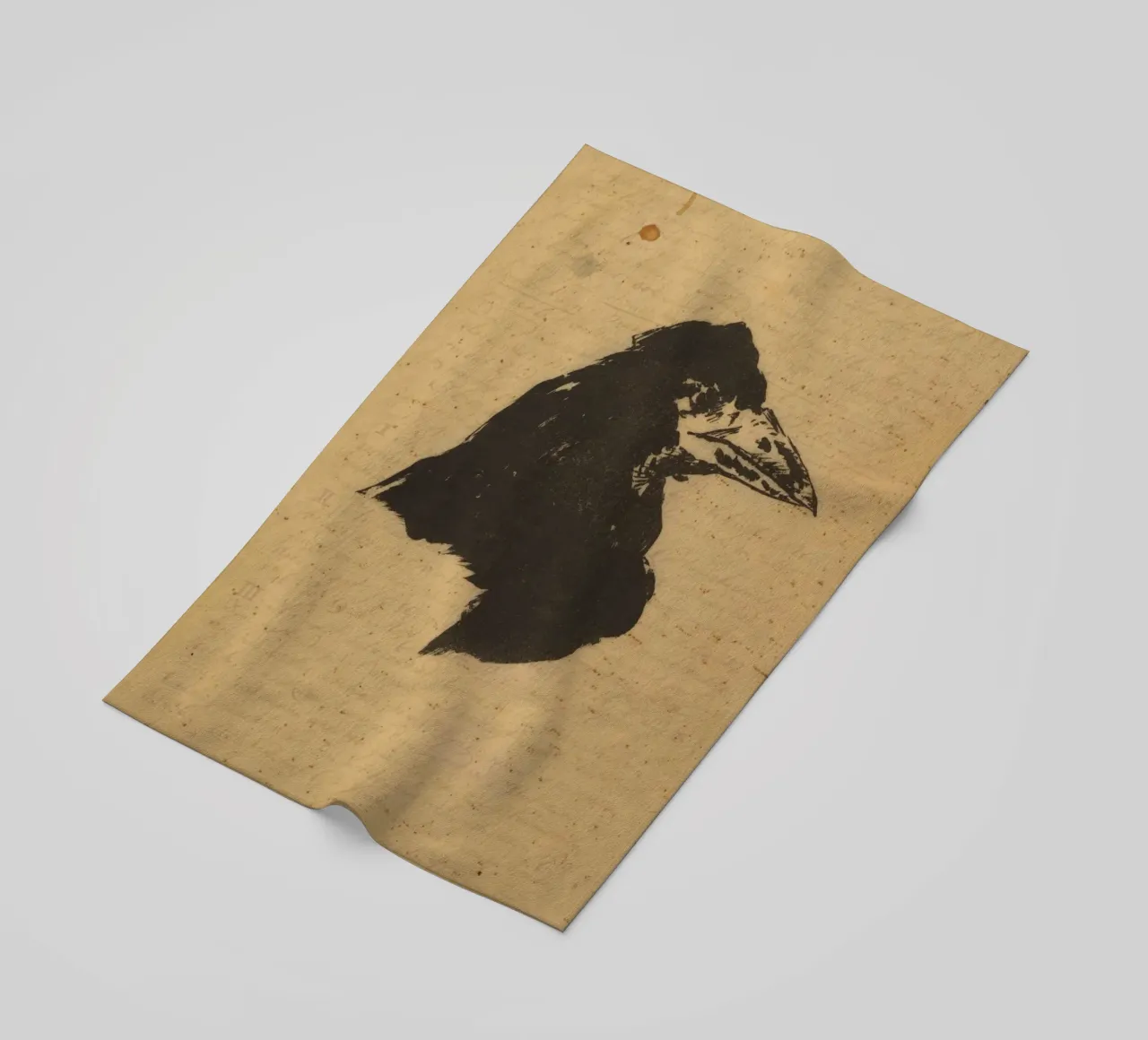 Silhouette vintage di testa di corvo - Dark Academia Bird Art telo mare da ClubArt