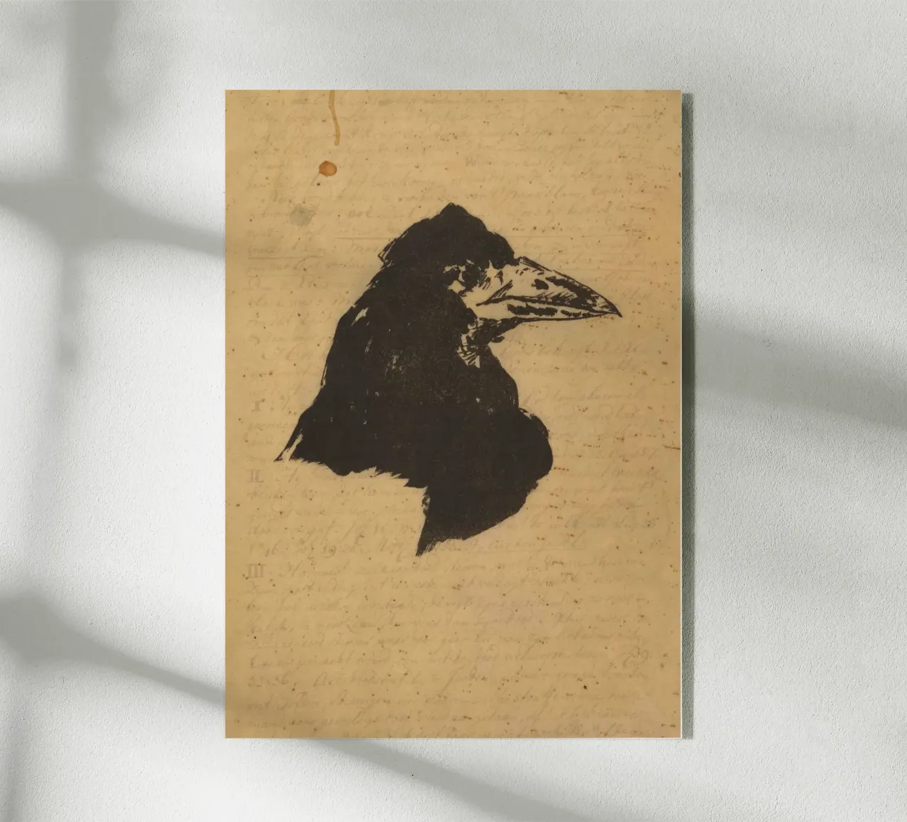 Silhouette vintage di testa di corvo - Dark Academia Bird Art plexiglass da ClubArt
