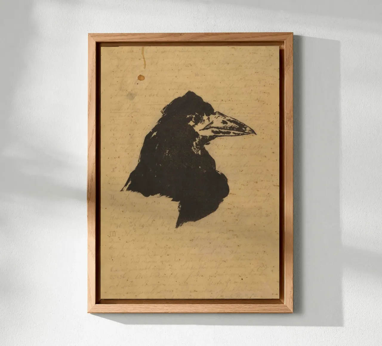 Silhouette vintage di testa di corvo - Dark Academia Bird Art alluminio dibond da ClubArt