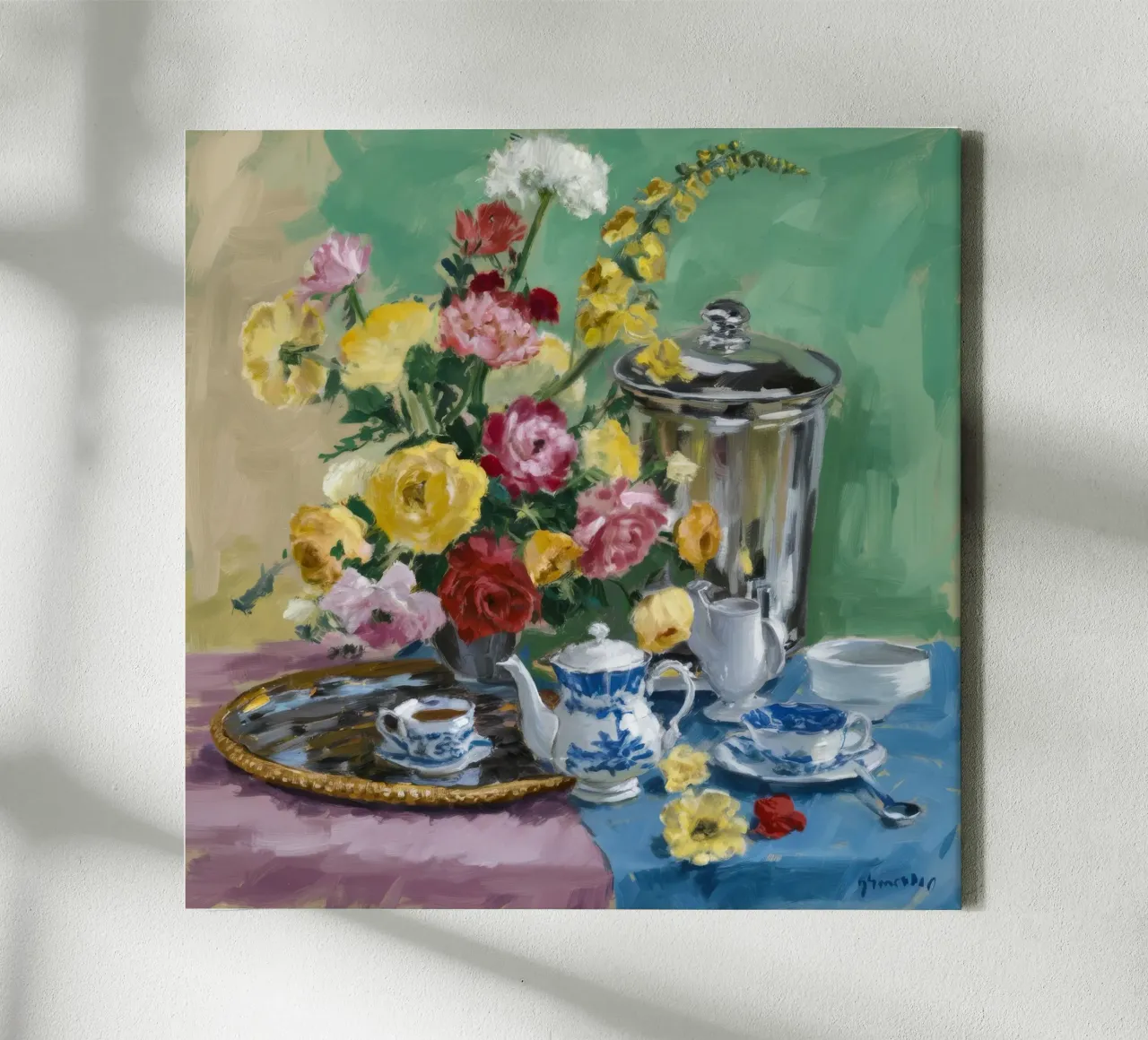 Samovar - Quiete floreale tela con Cornice a cassetta da Lush Essence