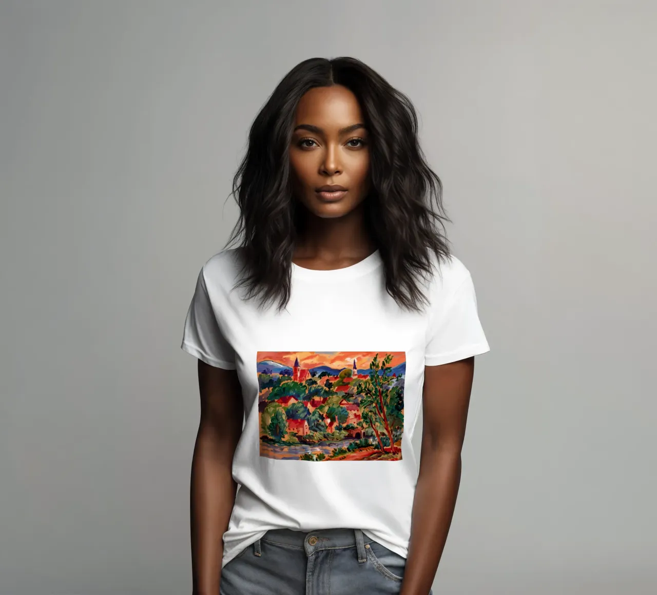 Village Bloom Expression t-shirt ajusté pour femmes de Lush Essence