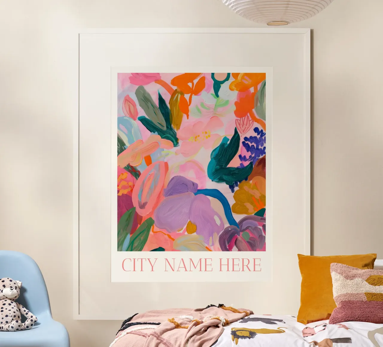 Personalized Poster, Abstract Floral Print, Custom City Name poster by Boheme