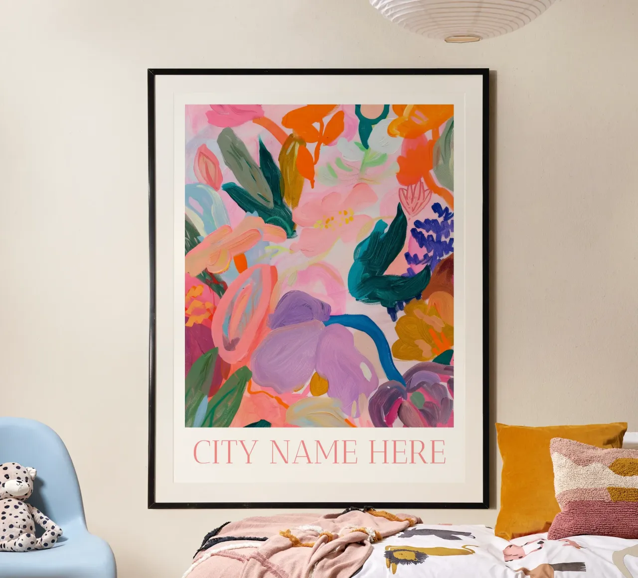 Personalized Poster, Abstract Floral Print, Custom City Name poster by Boheme