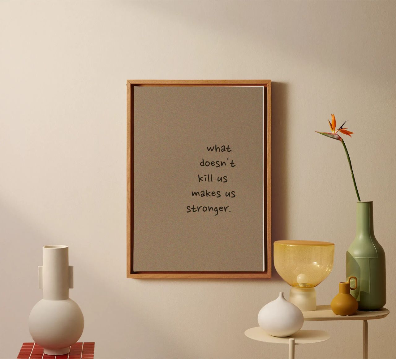 "What Doesn't Kill Us..." - Motivational Text Art Print canvas by ClubArt
