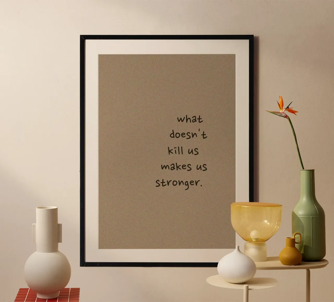 "Ciò che non ci uccide...". - Testo motivazionale Stampa d'arte poster con telaio in alluminio da ClubArt