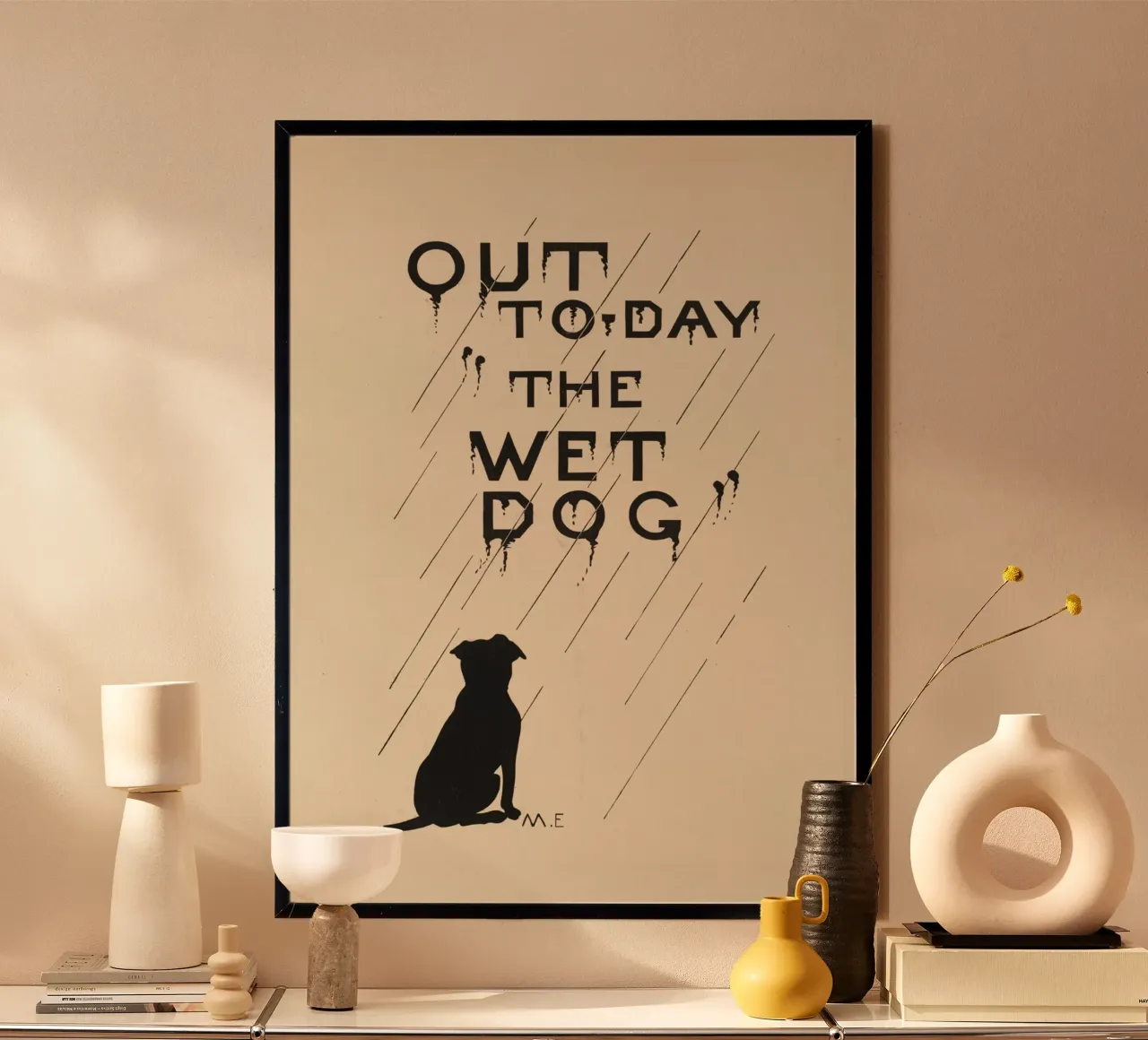 Poster d'epoca "The Wet Dog" - Cane silhouette pioggia Art poster da ClubArt