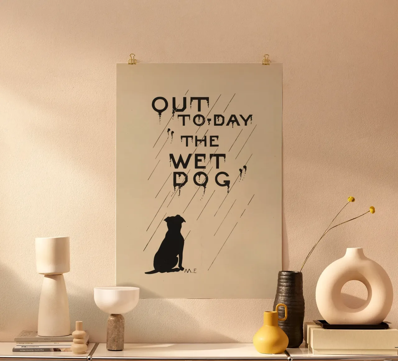 Poster d'epoca "The Wet Dog" - Cane silhouette pioggia Art poster da ClubArt