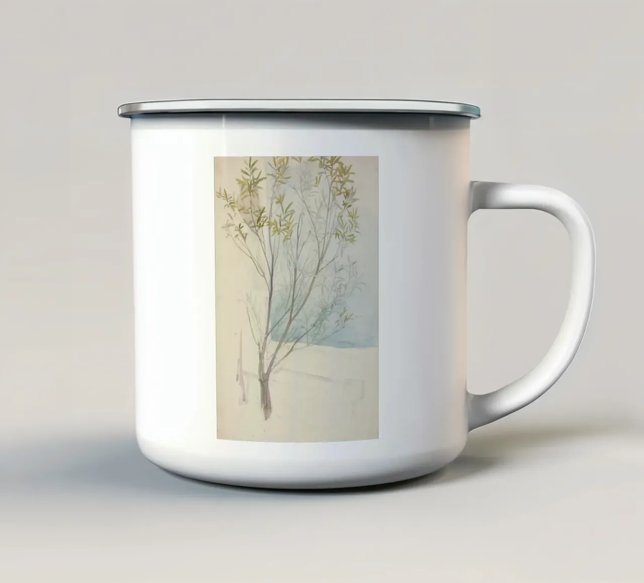 Studio di salice d'epoca - Arte botanica di Light Academia tazza in smalto da ClubArt