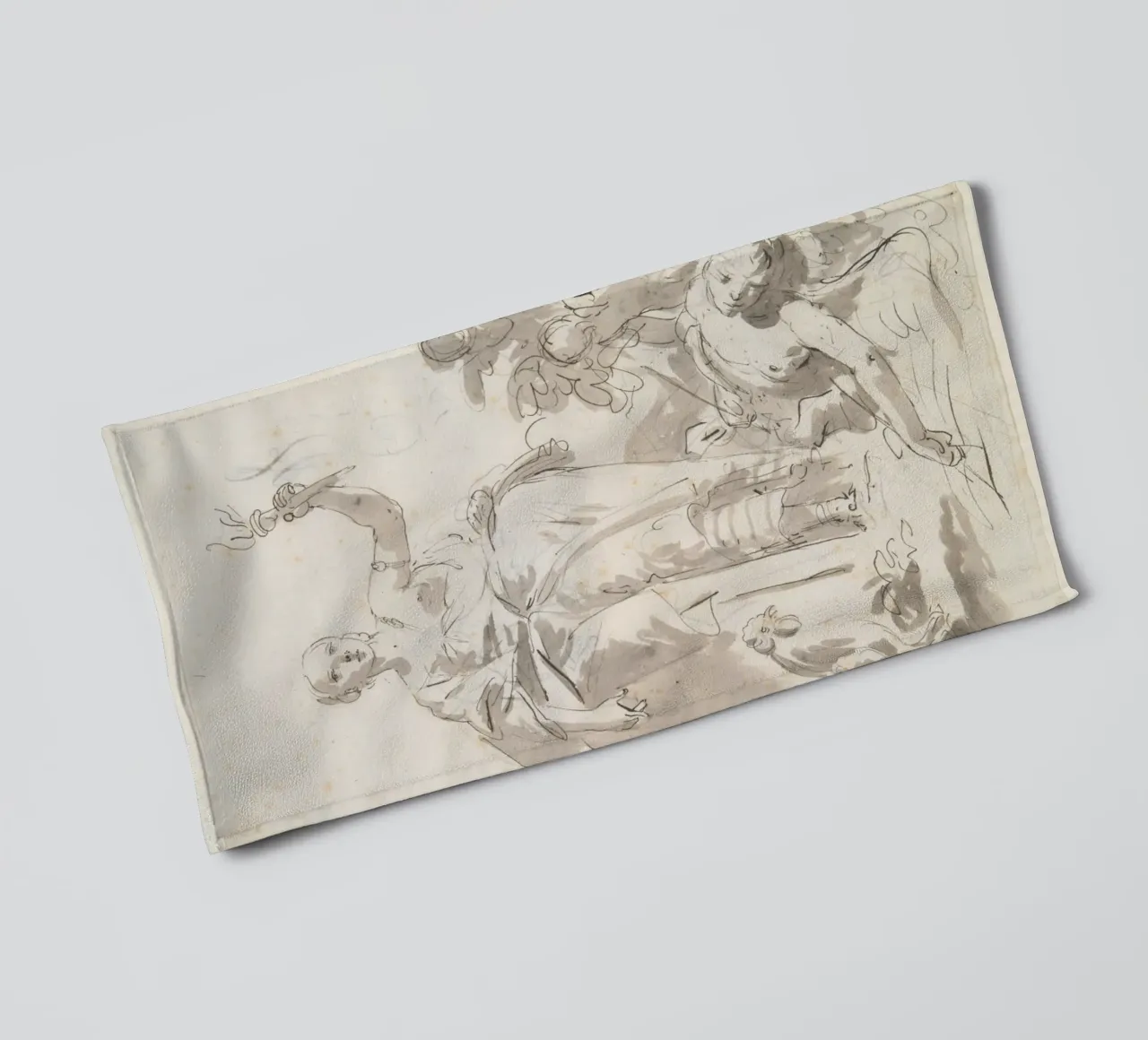 Vintage Allegorical Figure with Torch - Classical Sketch Art towel by ClubArt